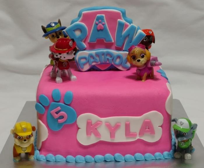 roza in modra torta, logotip paw patrol, figurice paw patrol, nadloga torte paw patrol, pasje tace, deklica