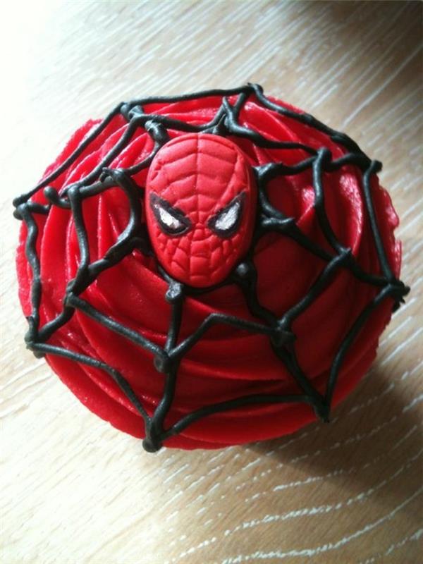 spiderman-cupcake-red-spiderweb-cake