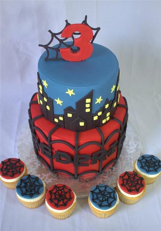 mini torte na temo spiderman-cake-and-spiderman