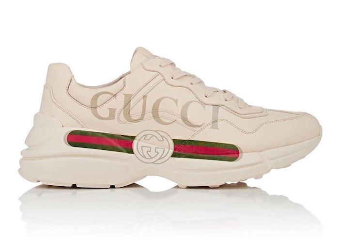 Luksuzne moške superge znamke Gucci Rhyton z vrhunskim velikim bež logotipom