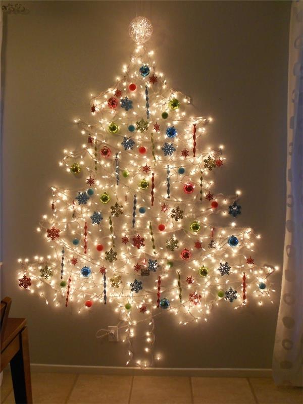 Noel ışık çelenk orijinal Noel ağacı süsleri duvara DIY Noel ağacı Noel kar taneleri