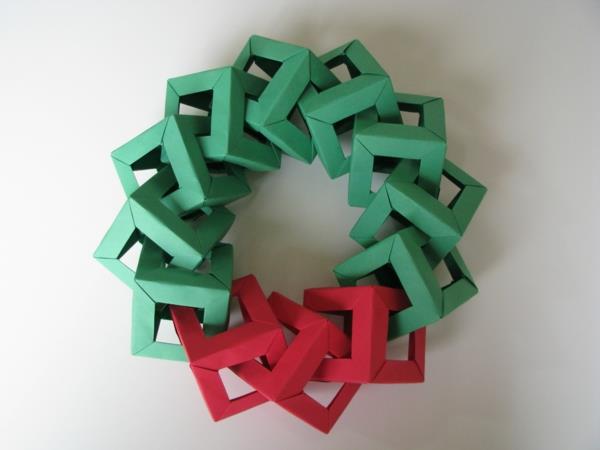 rdeče-zeleni origami-girland