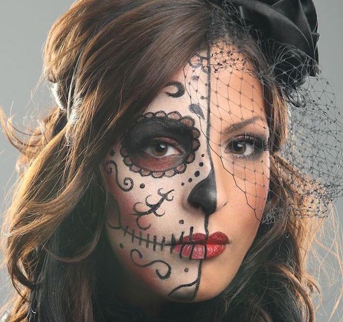 Meksikos kaukolės makiažo diena mirusi calavera
