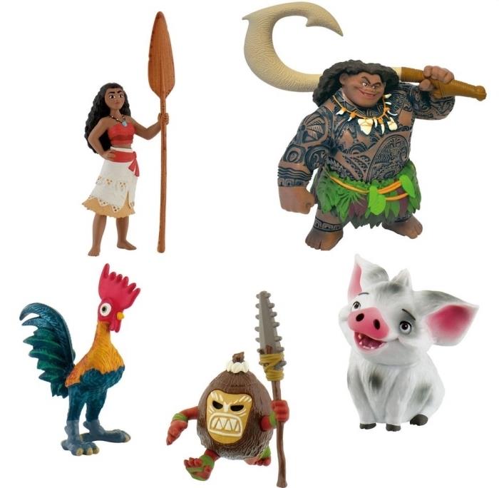 „Vaiana“ personažų figūrėlių modeliai, skirti papuošti vaiko gimtadienio tortą „Disney“ tema