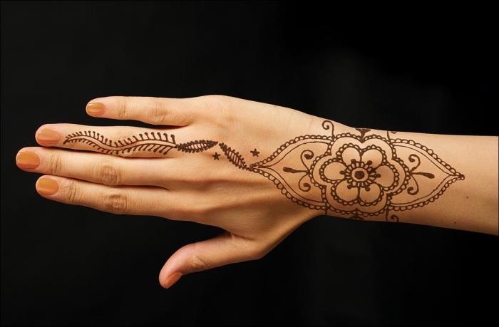 prst kane, začasna tetovaža za ženske z obliko listov in mandale, preprosta tetovaža na rokah