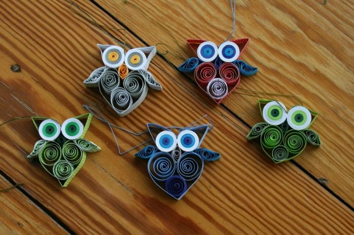 Quilling tekniği ile oluşturulmuş birbirinden eğlenceli ve kolay baykuş tasarımları,