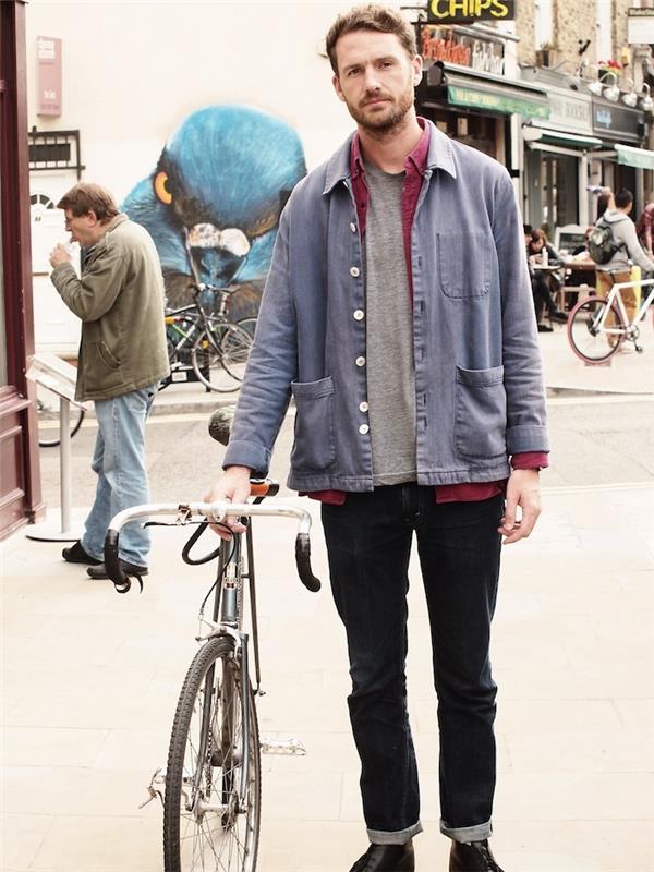 hipster-english-london-old-bike-fixie-hem-kavbojke-vintage-oblačila-čevlji-usnje