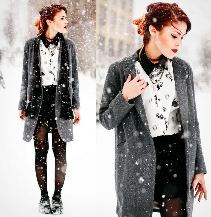 „Rockabilly“ moteriškų drabužių žiemos dienos apranga