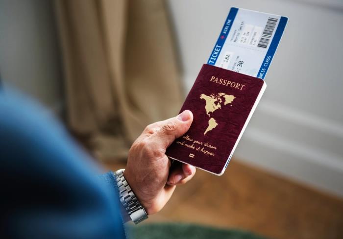 moški s potnim listom z letalsko vozovnico, praktični nasveti za boljšo organizacijo leta, izvedeti o dokumentih, ki jih je treba predložiti