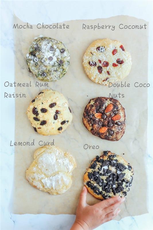 įvairių rūšių sausainiai, geriausias šokoladinių sausainių receptas, mokos šokoladas, aviečių kokosas, citrininė varškė