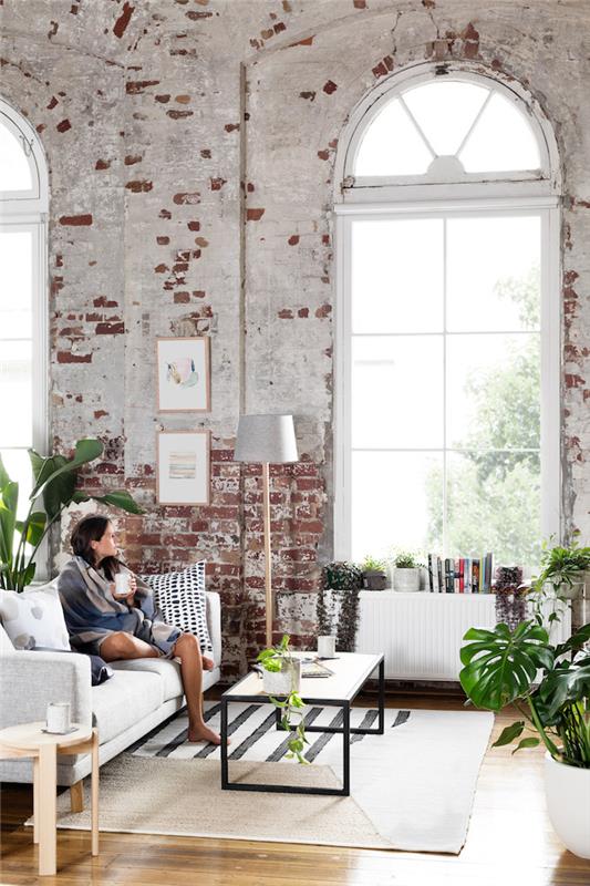 Trendy fotoğraf oturma odası yemek odası modern deco oturma odası 2018 iskandinav tasarım yeşil bitkiler oturma odası büyük yüksek tavan