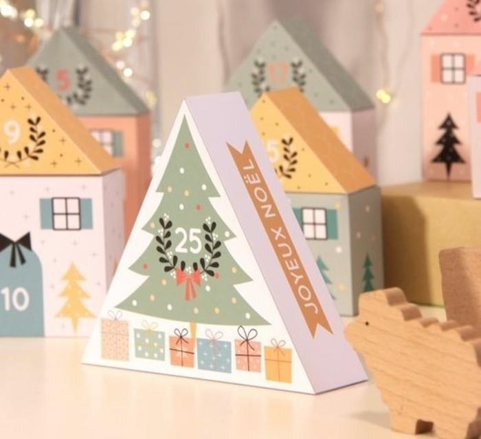 sevimli-kendin yap-fikri-Noel-dekorasyonu-geliş-yap-takvimi-küçük-dağ-köyünü-temsil eden