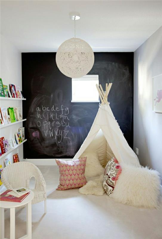 idėja-graži-teepee-diy-for-kids-teepee-kids-idėja-interjeras-žaisti-miegamajame-šiferio-freska