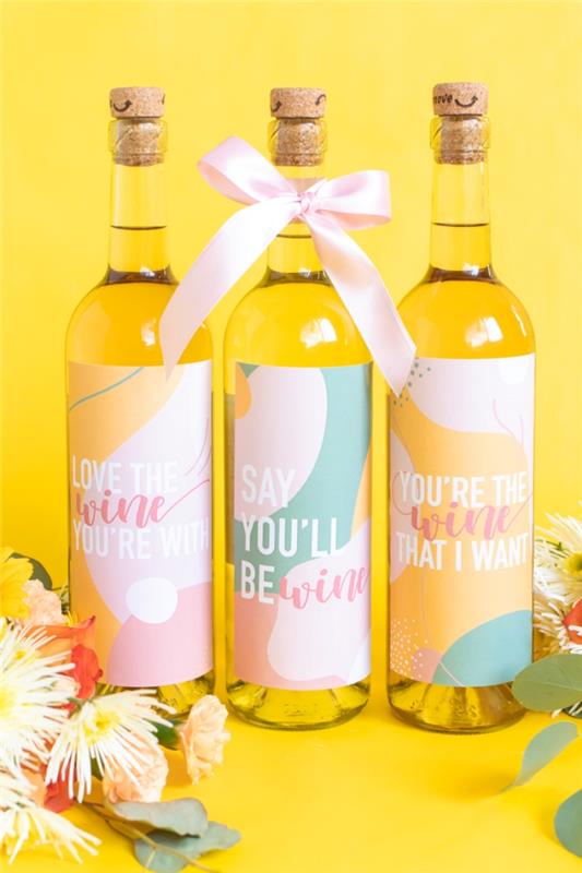 ideja za darilo za valentinovo ženska presenečenje osebno darilo etiketa za steklenico vina ljubezen