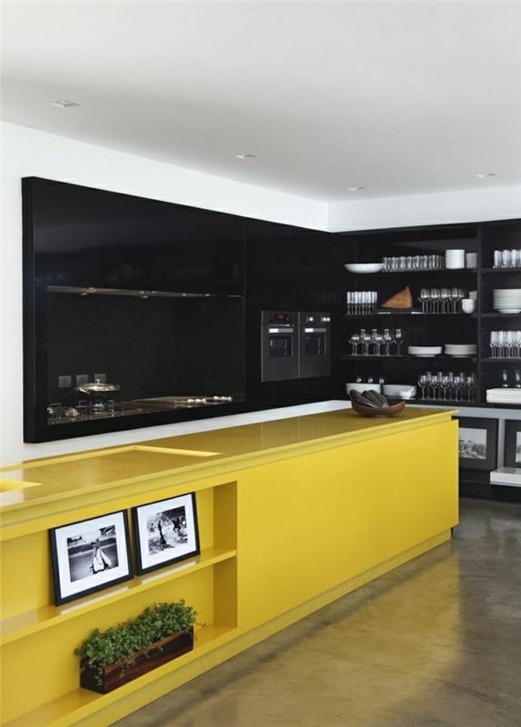 rumeno-črno-kuhinjsko-barvno-idejo-moderno-kuhinjsko-pohištvo-rumeno-črno-elegantno-kuhinjo