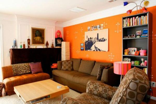 deco-idea-za-moderno-dnevno sobo-v svetlo oranžni barvi