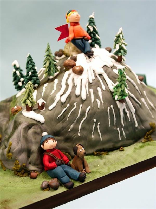 Posebna rojstnodnevna torta za smučarsko in gorsko rojstnodnevno torto