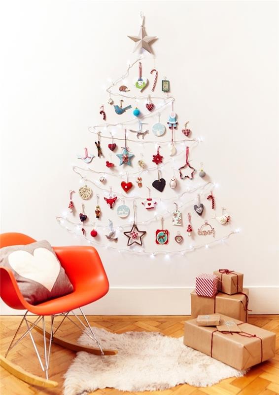 Noel ağacı fikri kırmızı sandalye minderi kalp hediye ambalaj kağıdı süsler hafif çelenk