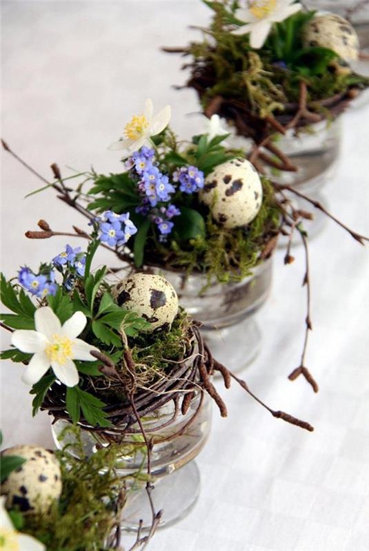 Velykinė veikla Velykų dekoravimas lengvas Velykų dekoravimas pasidaryk pats stiklo vaza su kiaušiniais ir žalia