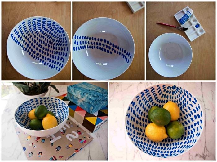 dotiki modre keramične barve za personalizacijo porcelanaste sklede, ustvarjalne ideje za personalizacijo vaših jedi