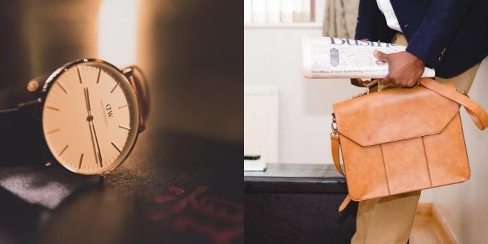 gimtadienio dovanos idėja verslininkui, vertinančiam elegantiškus madingus aksesuarus, prabangų šveicarišką laikrodį ar odinį krepšį ant peties