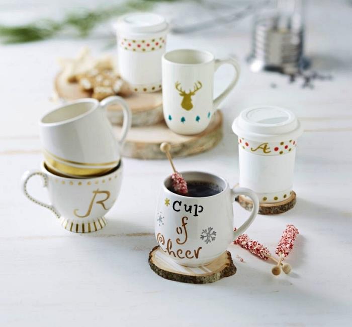 Obrt za odrasle z božično tematiko, prilagojeni vrčki za kavo z zlato barvo porcelana