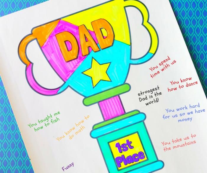 Nalepka za očetov dan z narezano risbo najboljši oče, vzorec barvne kartice za očetov dan