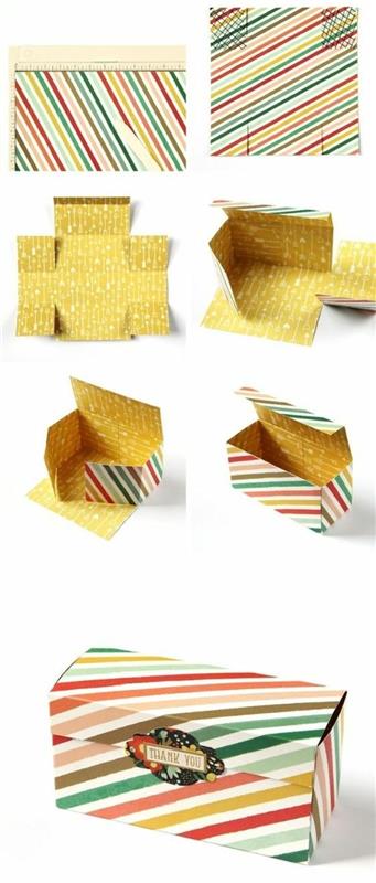 idėja-kaip pasidaryti kartoninę dėžutę-dryžuotą kartono lankstymo-origami-pasidaryk pats-dovanų dėžutę-ačiū
