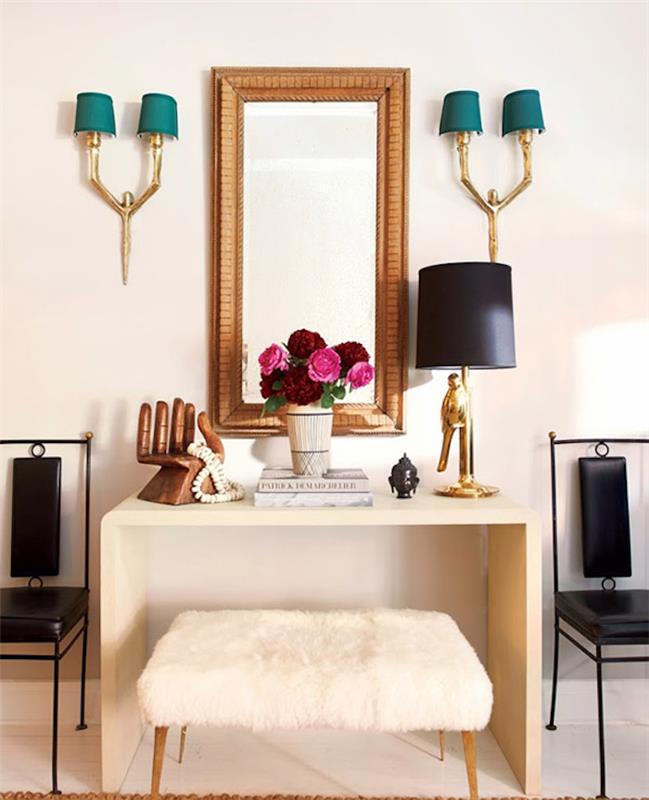 Toz pembe gri ve pembe oturma odası şık dekorasyon ahşap ve beyaz ayna fonksiyonel dekorasyon ile hangi renk ilişkilendirilebilir