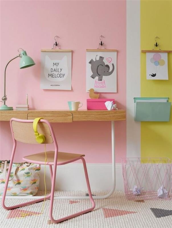 renk-fikirler-boya-oda-pembe-duvarlar-bıçaklar-renkli-çocuk odası