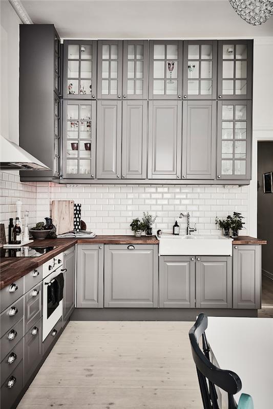 sivo -beli kuhinjski dekor, beli kuhinjski dekor, mat sivo kuhinjsko pohištvo