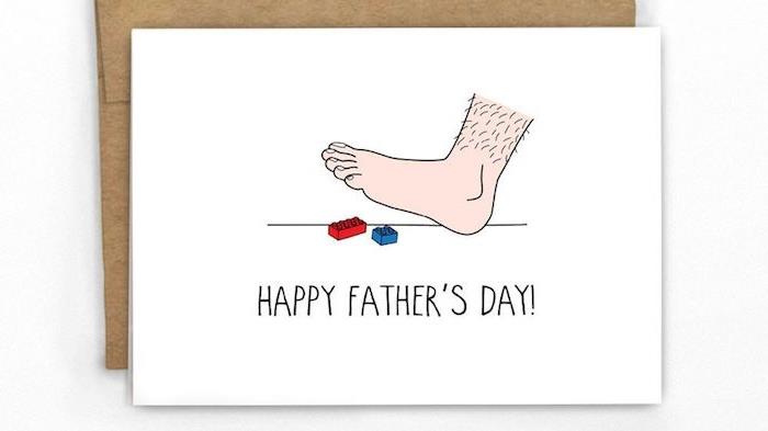 originali kortelės idėja tėčio dienos pėdos tėčio lego žaislų humoristo atvirukas