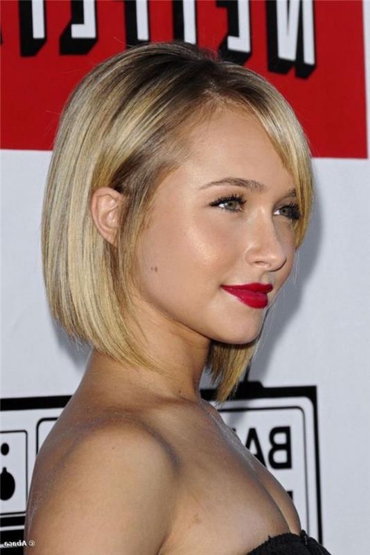 Hayden Panettiere, kratek bob bob, bob cut, kratka potopljena različica, blond lasje, ravne, ženstvene