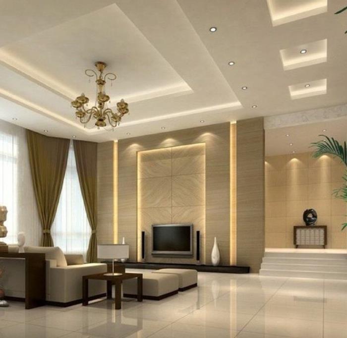 svetainės dekoro idėja, baroko lubų šviestuvas, elegantiškos lubos, elegantiškos užuolaidos, įmantrus apšvietimas