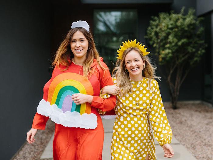 vaivorykštės ir saulės poros moterų kostiumas, Helovino vakarėlio kostiumo idėja