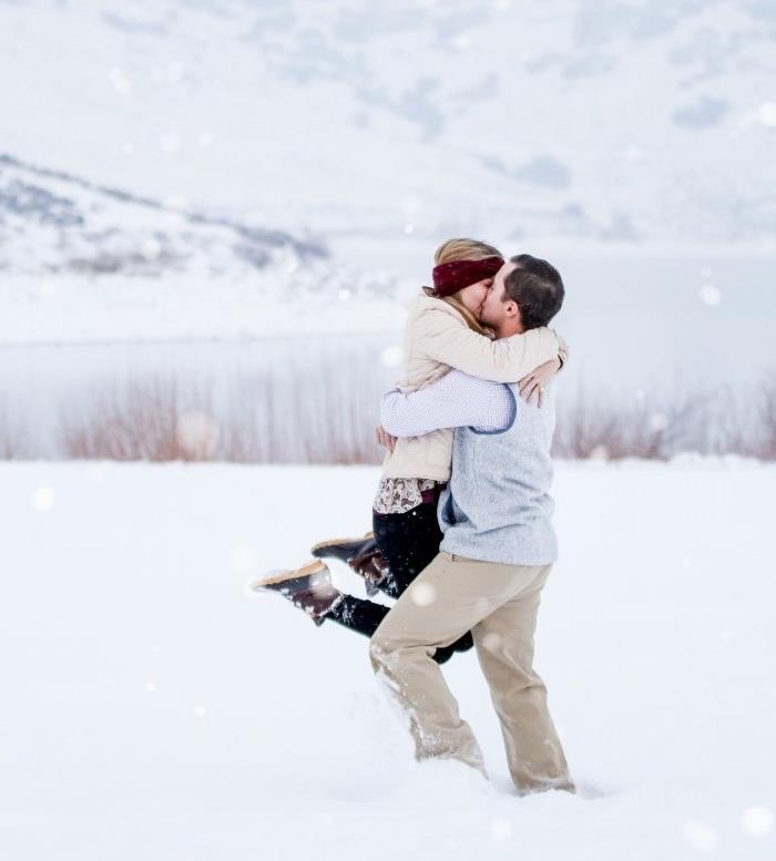 ideja za poroko presenečenja v snegu, ideja za poroko v zimskem času, gorska pokrajina