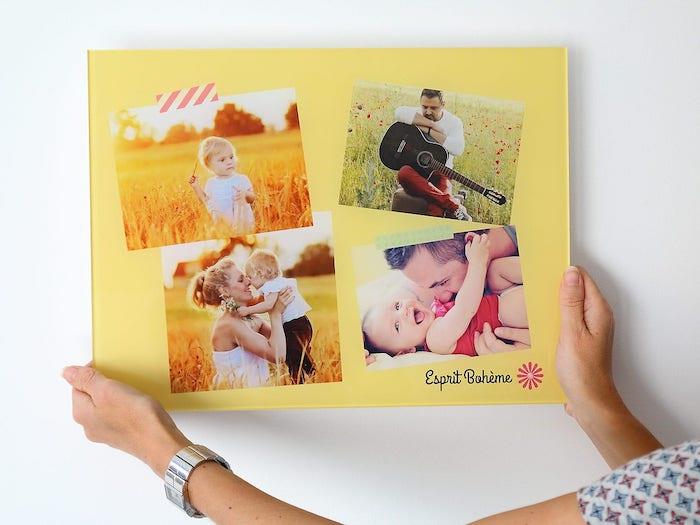 pele mele slika pleksi steklo, družinske fotografije mama, oče, dojenček, družinski spomini za okrasitev bele stene