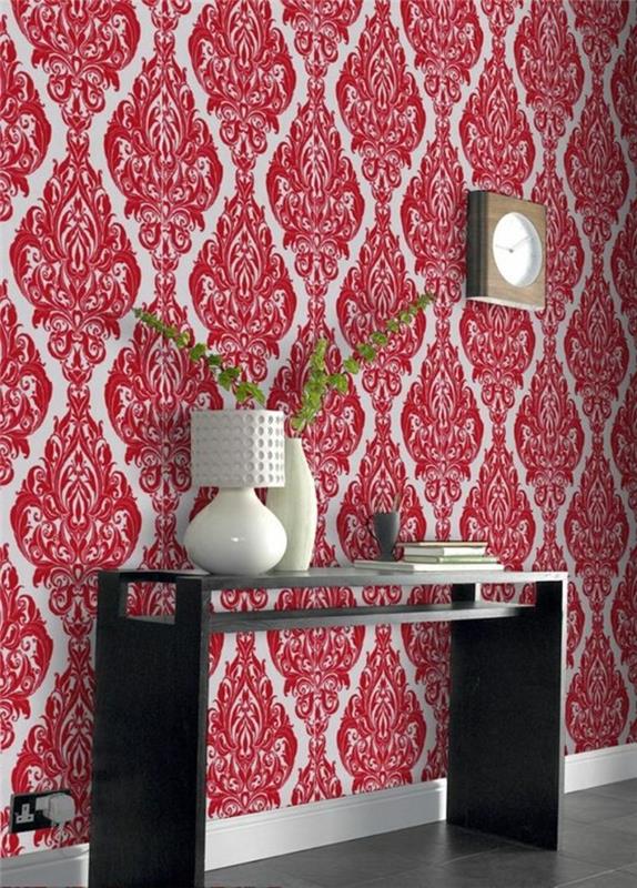 deco-idea-with-elits-wallpaper-white-red-in-the-modern-and-Chic-koridorius