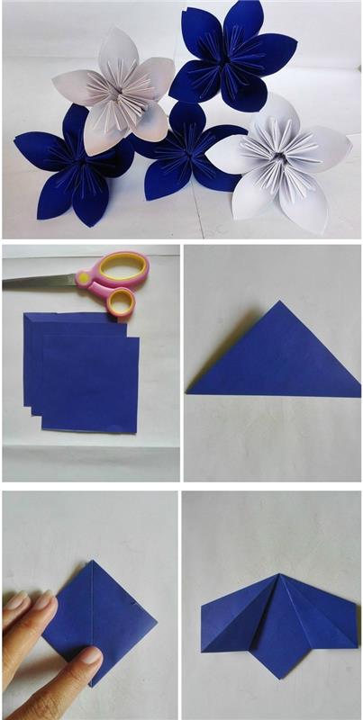 lengva sulankstymo pamoka, skirta gražioms origami gėlėms padaryti, kurios gali būti naudojamos kaip gražus dekoratyvinis akcentas, gėlių origami pamoka