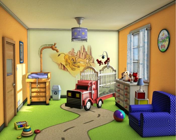 kūdikio kambario dekoro idėjos-interjero baldai-kūdikio kambario žaidimas