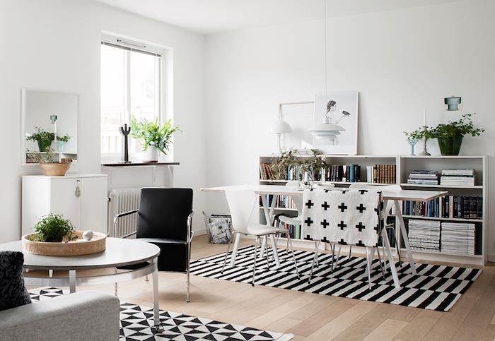 Modern oturma odası boyama fikirleri, kilimlerle ayrılmış oturma odası ve yemek odası boyama fikirleri