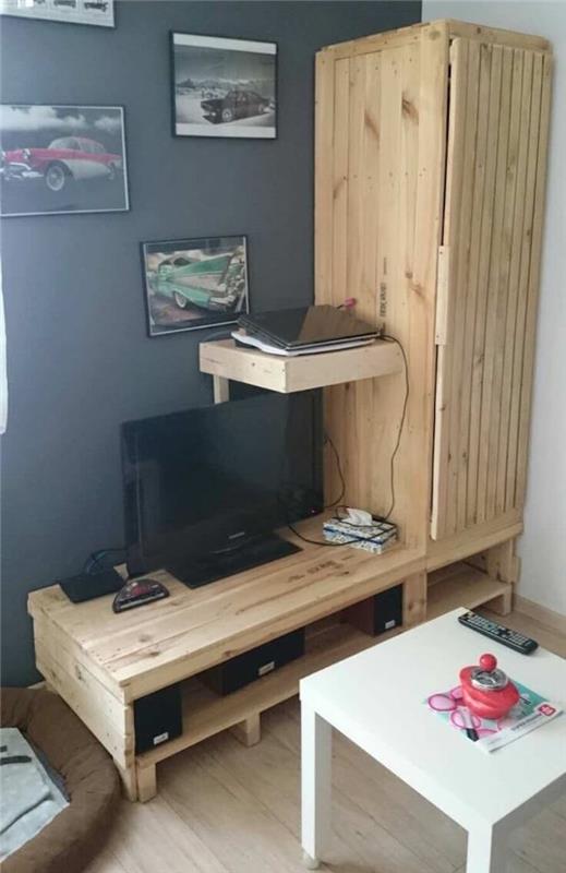 ideje za pohištvo iz palet za leseno dnevno sobo za televizijo,