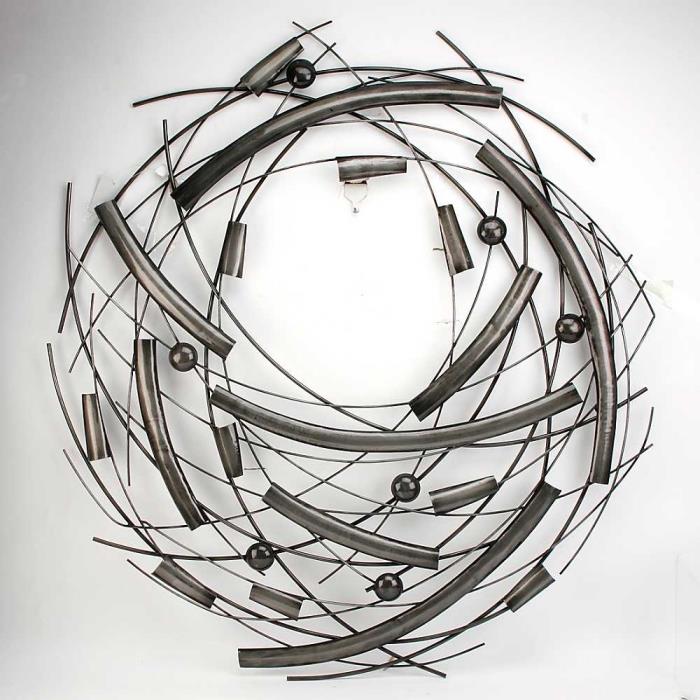 abstraktaus dizaino metalo sienų skulptūros modelis, metalo dizaino geležies sienų apdailos pavyzdys su anglies pilkais atspindžiais