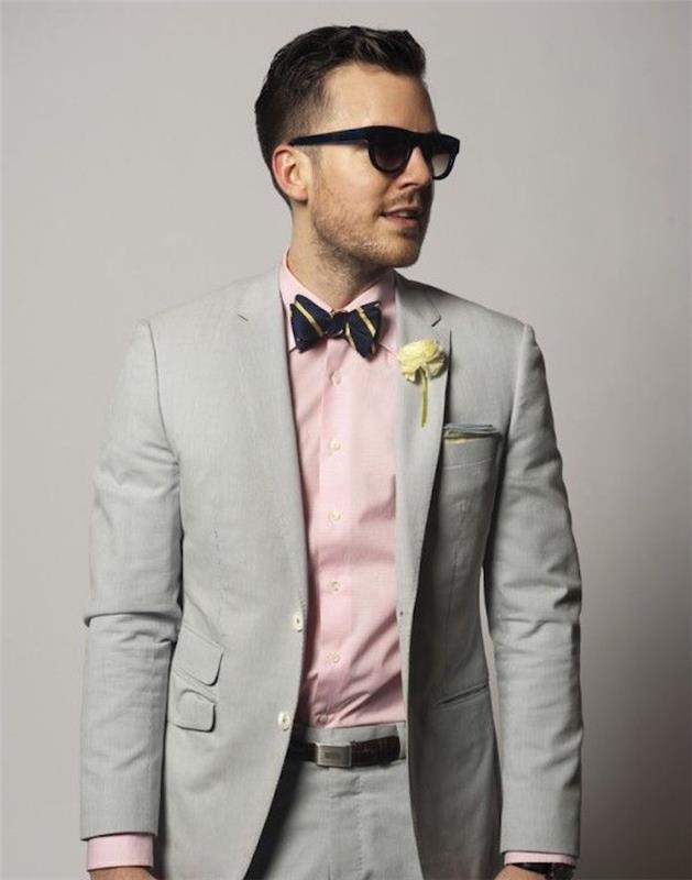 katera srajca s svetlo sivo obleko za roza moškega