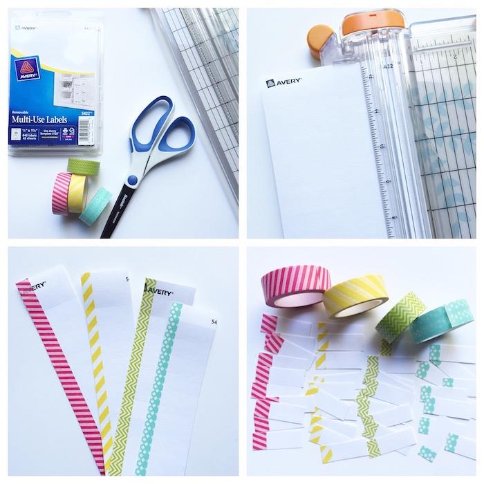 washi bant ile süslenmiş kart stoğunun sonunda basit bir ayırıcı yapın, kolay DIY kişiselleştirilmiş defter