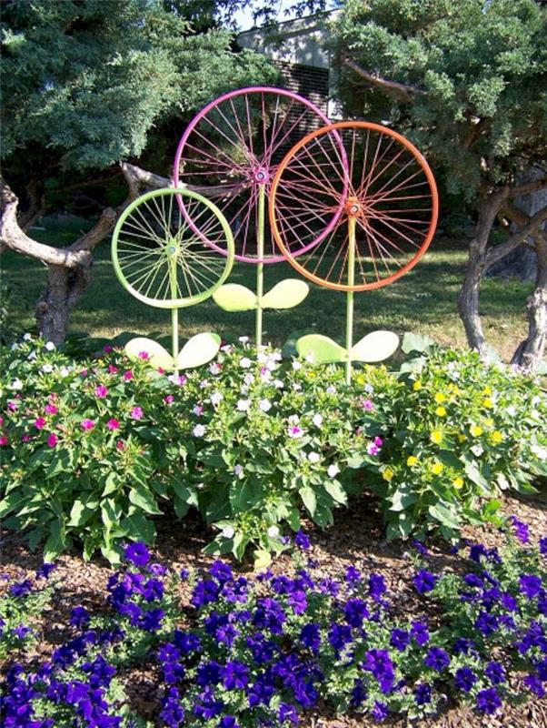 recikliranje barve pisana kolesa koles za ustvarjanje cvetličnega vzorca na vrtu, DIY enostavno recikliranje