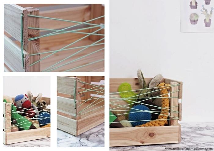 nasveti ikea za hišne ljubljenčke, naredite prostor za shranjevanje igrač z lesenim zabojem in vrvjo ikea