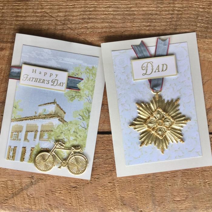 Predloga kartice DIY scrapbooking, DIY voščilnica za očeta z zlato črkovno nalepko in odpadnim papirjem