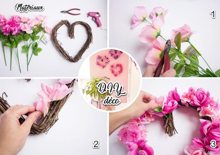 ročna dejavnost za Valentinovo, romantična dekoracija notranjosti z lastnimi rokami, stenska dekoracija z umetnimi vrtnicami v obliki srca