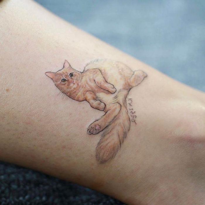 ljubezen do mačk, silhueta majhnih živali na gležnju, katero tetovažo izbrati za ženske